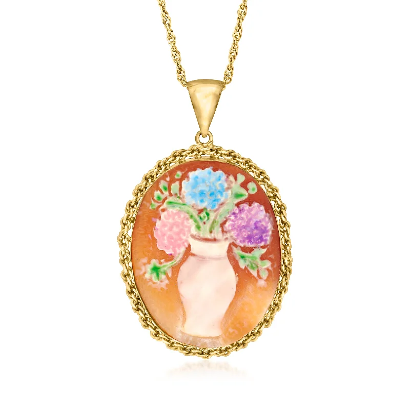 Premium Jewelry At Special Low Prices For A Limited Time Ross-Simons Italian Orange Shell and Multicolored Enamel Hydrangea Cameo Pendant Necklace in 18kt Gold Over Sterling Premium Jewelry At Special Low Prices For A Limited Time Ross-Simons Italian Orange Shell and Multicolored Enamel Hydrangea Cameo Pendant Necklace in 18kt Gold Over Sterling
