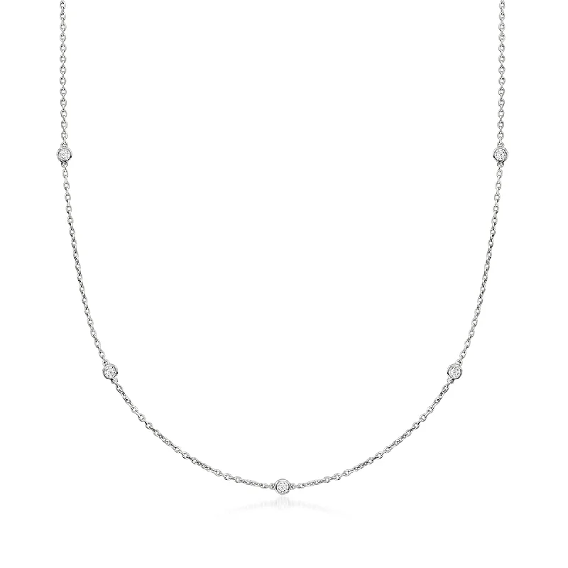 Shop Stylish Jewelry Now And Save Big Ross-Simons Lab-Grown Diamond Station Necklace in Sterling Silver Shop Stylish Jewelry Now And Save Big Ross-Simons Lab-Grown Diamond Station Necklace in Sterling Silver