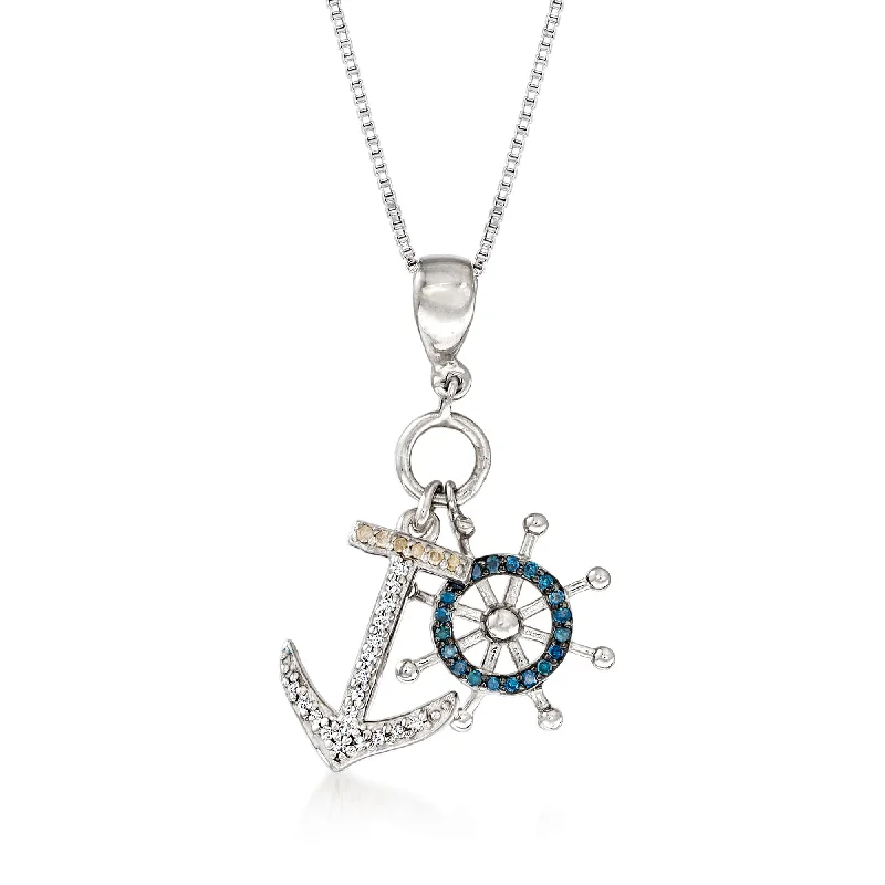 Limited-Time Offer On Elegant Jewelry Pieces Ross-Simons Multicolored Diamond Anchor and Wheel Necklace in Sterling Silver Limited-Time Offer On Elegant Jewelry Pieces Ross-Simons Multicolored Diamond Anchor and Wheel Necklace in Sterling Silver