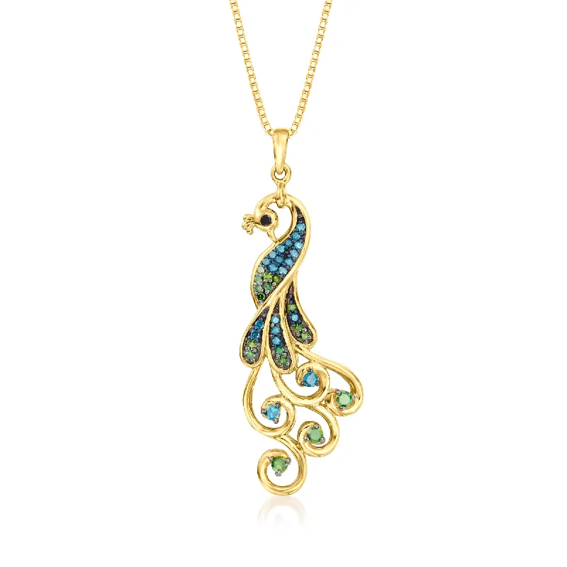 Special Deals On Handcrafted And Designer Jewelry Ross-Simons Multicolored Diamond Peacock Pendant Necklace in 18kt Gold Over Sterling Special Deals On Handcrafted And Designer Jewelry Ross-Simons Multicolored Diamond Peacock Pendant Necklace in 18kt Gold Over Sterling