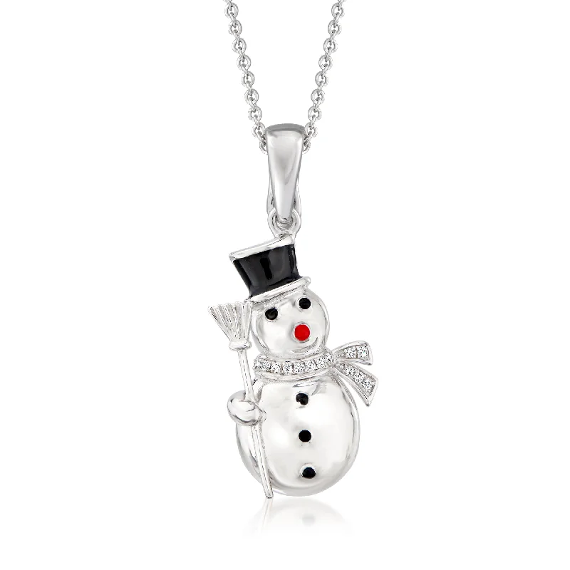 Premium Diamond Jewelry For Unforgettable Moments Ross-Simons Sterling Silver Snowman Pendant Necklace With Multicolored Enamel and Diamond Accents Premium Diamond Jewelry For Unforgettable Moments Ross-Simons Sterling Silver Snowman Pendant Necklace With Multicolored Enamel and Diamond Accents