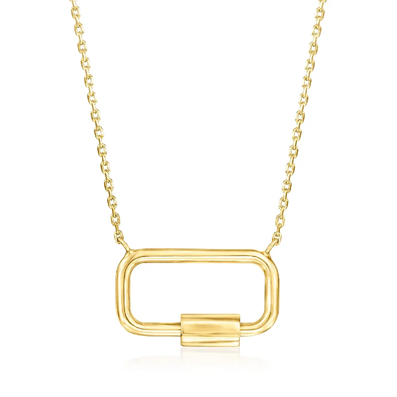 Shop Trending Jewelry With Exclusive Savings RS Pure by Ross-Simons Italian 14kt Yellow Gold Carabiner Necklace Shop Trending Jewelry With Exclusive Savings RS Pure by Ross-Simons Italian 14kt Yellow Gold Carabiner Necklace