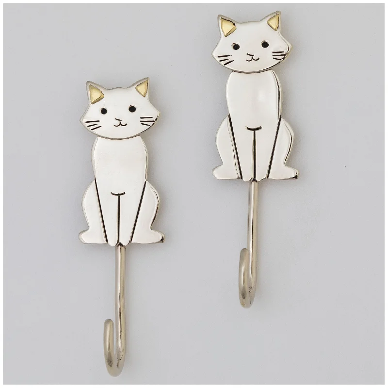 Modern Statement Jewelry For Bold Styling Pretty Cat Mixed Metal Wall Hook - Set of 2 Modern Statement Jewelry For Bold Styling Pretty Cat Mixed Metal Wall Hook - Set of 2