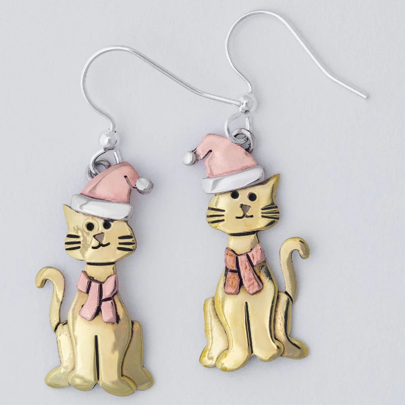 Trending Jewelry Now Available At Exclusive Prices Holiday Cat Mixed Metal Earrings
