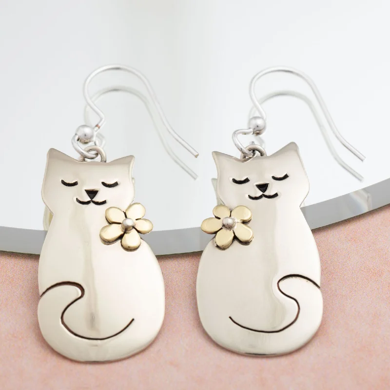 Luxury Jewelry Sale – Elegant Styles At Unbeatable Prices Cat & Flower Mixed Metal Earrings Luxury Jewelry Sale – Elegant Styles At Unbeatable Prices Cat & Flower Mixed Metal Earrings