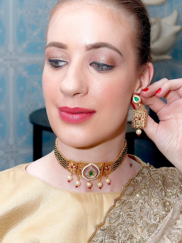 Shop Handcrafted Jewelry At Special Promotional Rates Odette Beautiful Gold Choker Set For Women Shop Handcrafted Jewelry At Special Promotional Rates Odette Beautiful Gold Choker Set For Women