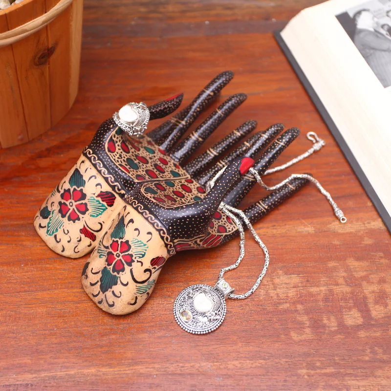 The Perfect Accessory For Less – Jewelry Sale Live Beautiful Hands Floral Batik Wood Ring Holder from Java The Perfect Accessory For Less – Jewelry Sale Live Beautiful Hands Floral Batik Wood Ring Holder from Java
