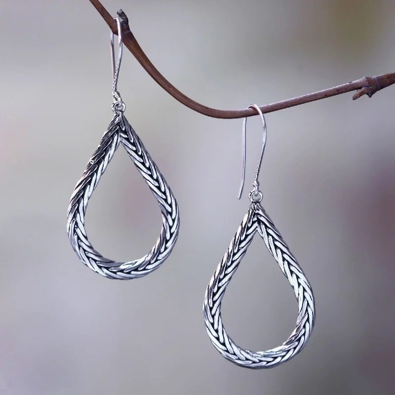 Chic, Trendy, And Affordable Jewelry Sale Braided Teardrop Modern Artisan Crafted Bali Sterling Silver Earrings Chic, Trendy, And Affordable Jewelry Sale Braided Teardrop Modern Artisan Crafted Bali Sterling Silver Earrings
