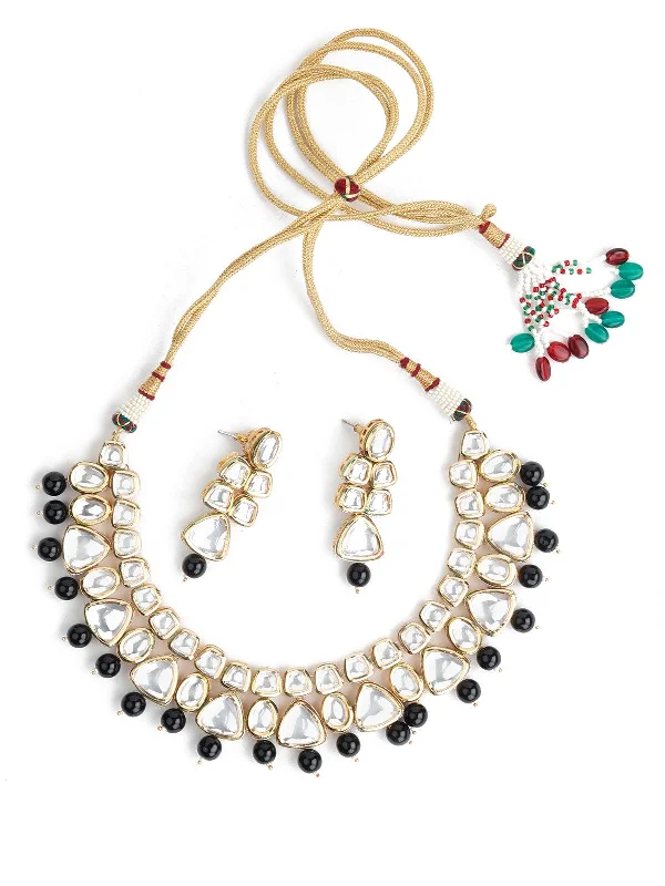 Limited-Stock Jewelry Sale – Once It's Gone, It's Gone Odette Women Beautiful Kundan And Black Mani Necklace Set! Limited-Stock Jewelry Sale – Once It's Gone, It's Gone Odette Women Beautiful Kundan And Black Mani Necklace Set!