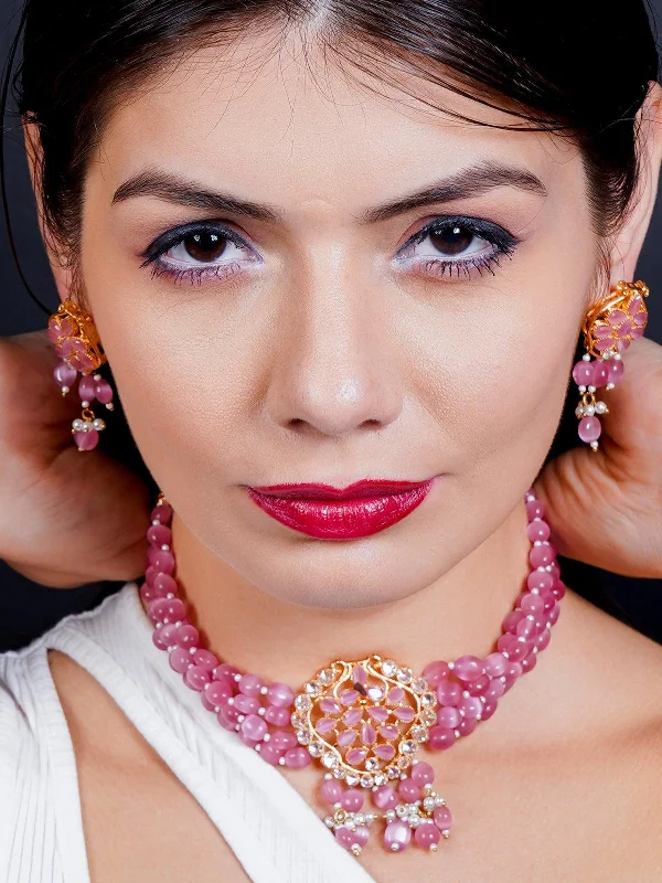 Exclusive Online Discounts On Stylish Jewelry Odette Women Elegant Pink Mani Choker With Earrings Exclusive Online Discounts On Stylish Jewelry Odette Women Elegant Pink Mani Choker With Earrings