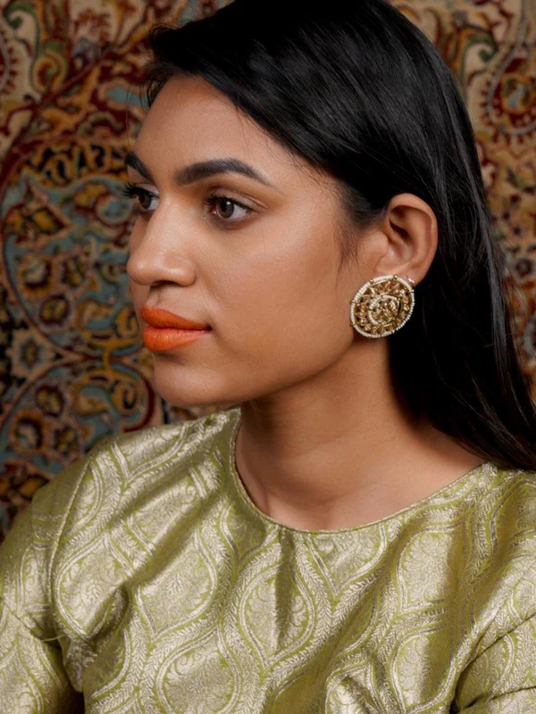 Unmissable Deals On Handmade Jewelry Collections Odette Women Golden Round Ethnic Studs!
