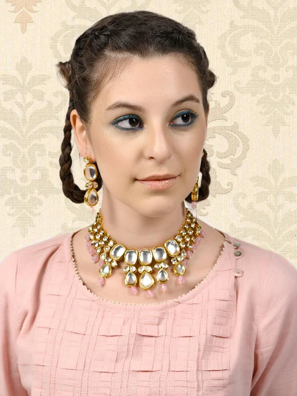Shop High-Quality Jewelry At Jaw-Dropping Discounts Odette Women Gorgeous Gold Tone Kundan-Pink Mani Choker Set Shop High-Quality Jewelry At Jaw-Dropping Discounts Odette Women Gorgeous Gold Tone Kundan-Pink Mani Choker Set