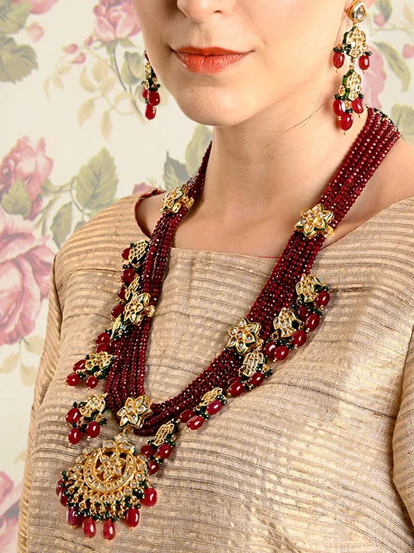 Your Dream Jewelry At Dream Prices – Shop Now Odette Women Maroon Multistring Onyx-Mani-Kundan Necklace Set! Your Dream Jewelry At Dream Prices – Shop Now Odette Women Maroon Multistring Onyx-Mani-Kundan Necklace Set!