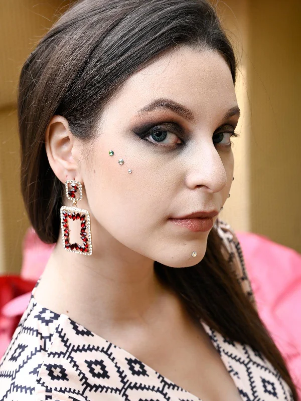 Best-Selling Jewelry Now Available At Special Deals Odette Women Rectangular Lovely Red & Clear Dangle Earrings Best-Selling Jewelry Now Available At Special Deals Odette Women Rectangular Lovely Red & Clear Dangle Earrings