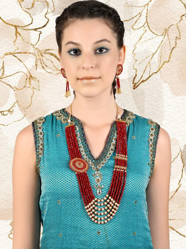 Don't Miss Out On Bestselling Jewelry At Special Prices Odette Women Red Bright Onyx-Pearl Necklace Set Don't Miss Out On Bestselling Jewelry At Special Prices Odette Women Red Bright Onyx-Pearl Necklace Set