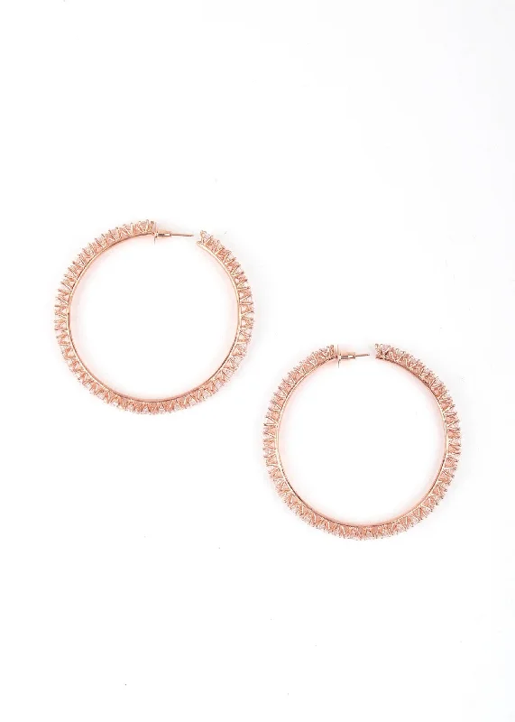Personalized Engraved Jewelry For Meaningful Gifts Odette Women Round Large Rose Gold Tone Hoops! Personalized Engraved Jewelry For Meaningful Gifts Odette Women Round Large Rose Gold Tone Hoops!