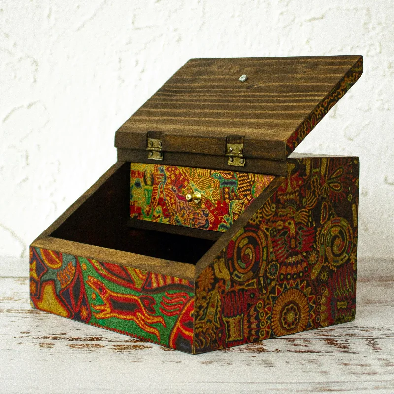 Affordable Glamour – Premium Jewelry For Less Huichol Essence Huichol Cosmogony on 6-Inch Decoupage Wood Jewelry Box Affordable Glamour – Premium Jewelry For Less Huichol Essence Huichol Cosmogony on 6-Inch Decoupage Wood Jewelry Box