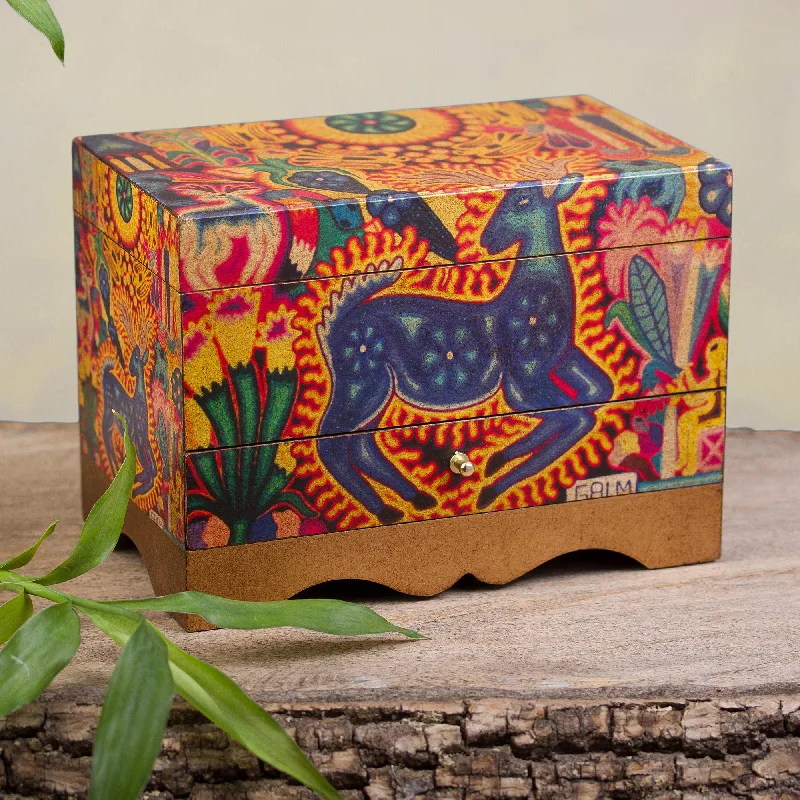 Fashion-Forward Geometric Jewelry For Contemporary Style Kawuyumaire Guardian Huichol Deer on Decoupage Wood Jewelry Box Fashion-Forward Geometric Jewelry For Contemporary Style Kawuyumaire Guardian Huichol Deer on Decoupage Wood Jewelry Box