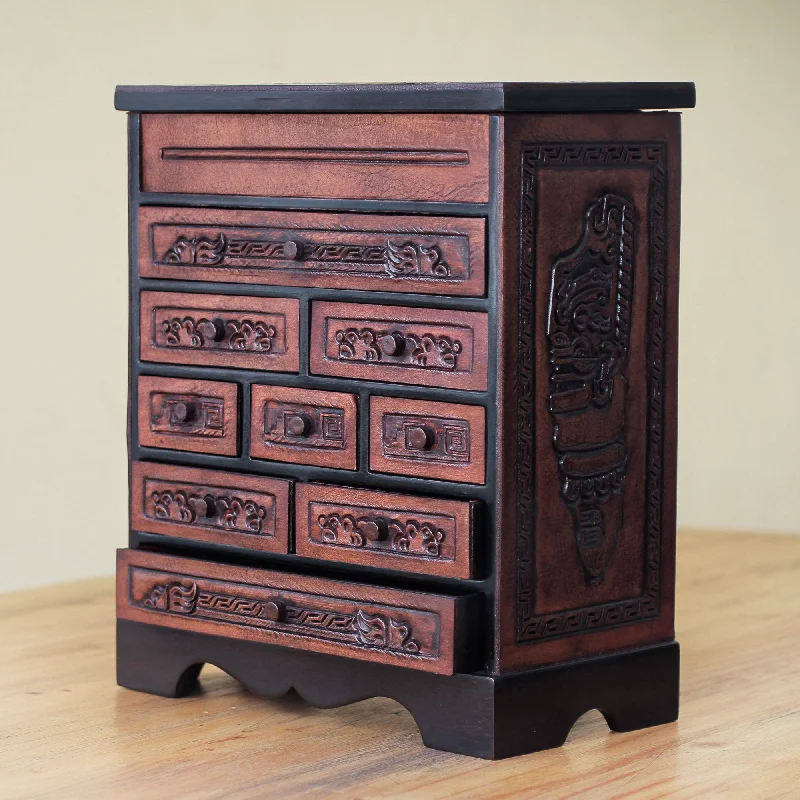 Versatile Layering Jewelry For Effortless Chic Memories Cedar and Brown Tooled Leather Jewelry Box with Drawers Versatile Layering Jewelry For Effortless Chic Memories Cedar and Brown Tooled Leather Jewelry Box with Drawers