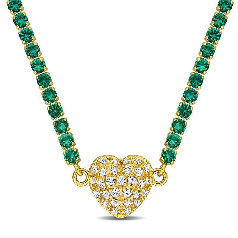 Unmissable Deals On Handmade Jewelry Collections Mimi & Max 13 5/8ct TGW Created Emerald Created White Sapphire Heart Necklace Yellow Silver Unmissable Deals On Handmade Jewelry Collections Mimi & Max 13 5/8ct TGW Created Emerald Created White Sapphire Heart Necklace Yellow Silver