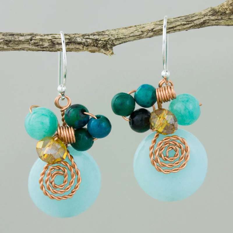 Buy More, Save More On Stunning Jewelry Designs Moonlight Garden in Aqua Serpentine Quartz and Glass Bead Dangle Earrings with Copper Buy More, Save More On Stunning Jewelry Designs Moonlight Garden in Aqua Serpentine Quartz and Glass Bead Dangle Earrings with Copper