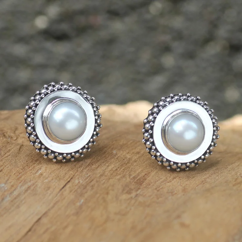 Unmissable Discounts On Timeless Jewelry Pieces Moonlight Halo Handcrafted Sterling Silver and Pearl Button Earrings Unmissable Discounts On Timeless Jewelry Pieces Moonlight Halo Handcrafted Sterling Silver and Pearl Button Earrings