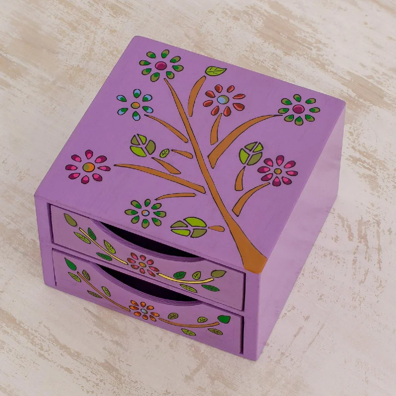 Shop Signature Jewelry Styles At Exclusive Prices Natural Delicacy Floral Tree Pinewood Jewelry Ches in Purple from El Salvador Shop Signature Jewelry Styles At Exclusive Prices Natural Delicacy Floral Tree Pinewood Jewelry Ches in Purple from El Salvador