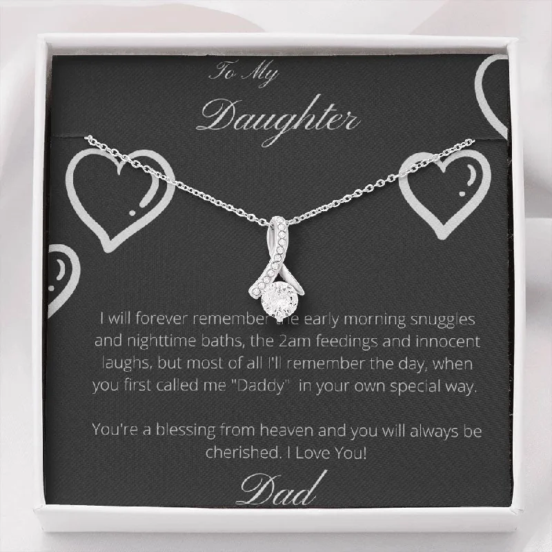 Delicate Crystal Jewelry For Sophisticated Charm To My Daughter You Will Always Be Cherished - White Gold Over Stainless Steel Pendant Delicate Crystal Jewelry For Sophisticated Charm To My Daughter You Will Always Be Cherished - White Gold Over Stainless Steel Pendant