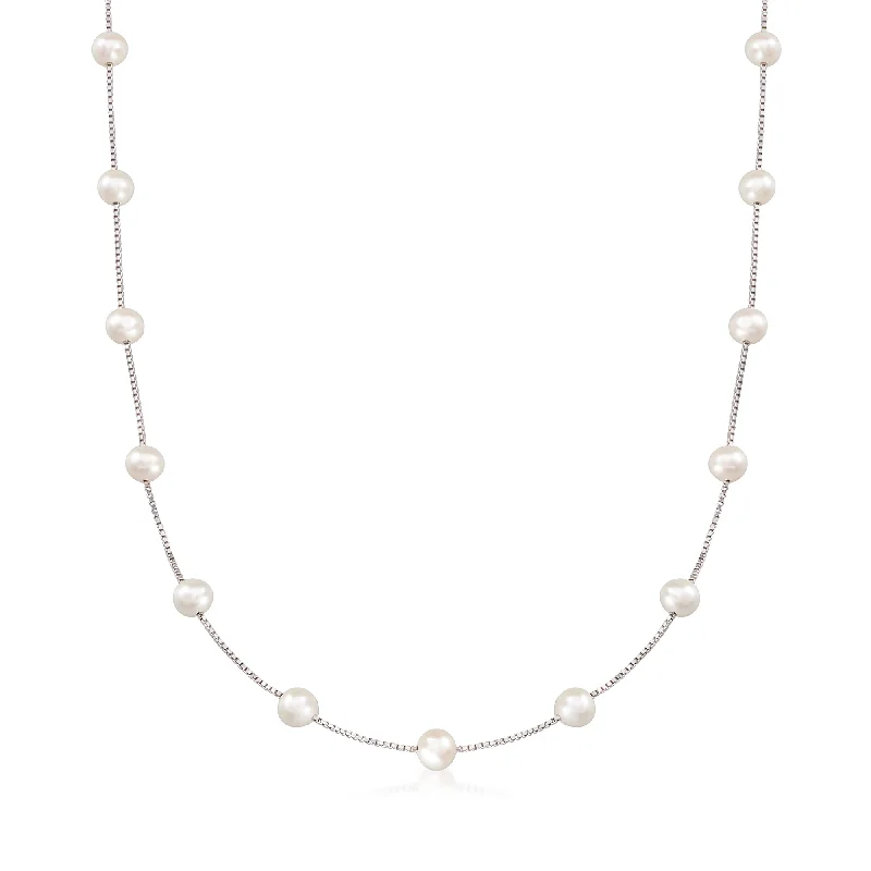 Breathtaking Jewelry At Limited-Time Savings Ross-Simons 6-6.5mm Cultured Pearl Station Necklace in Sterling Silver Breathtaking Jewelry At Limited-Time Savings Ross-Simons 6-6.5mm Cultured Pearl Station Necklace in Sterling Silver