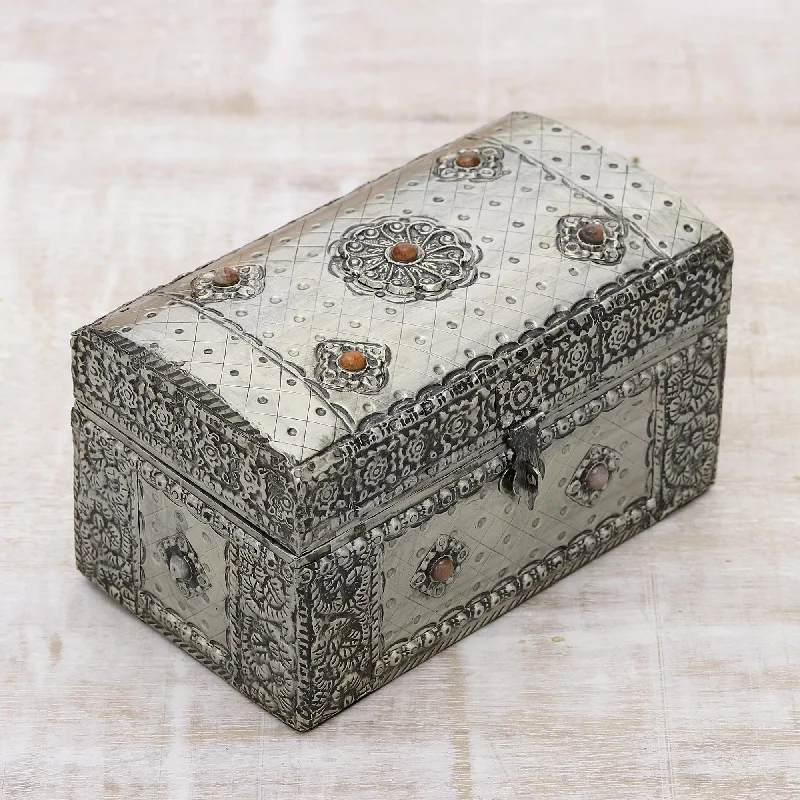 Sparkle On A Budget – Fine Jewelry For Less Royal Collection Handcrafted Repousse Brass Jewelry Box from India Sparkle On A Budget – Fine Jewelry For Less Royal Collection Handcrafted Repousse Brass Jewelry Box from India