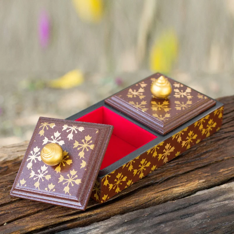 Huge Savings On Premium Jewelry Styles Stupa Treasures in Brown Artisan Crafted Jewelry Box with Two Lined Compartments Huge Savings On Premium Jewelry Styles Stupa Treasures in Brown Artisan Crafted Jewelry Box with Two Lined Compartments