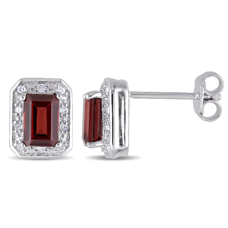 Don't Miss Our Biggest Jewelry Sale Of The Season 1/10 CT TW Diamond and Garnet Halo Stud Earrings in Sterling Silver Don't Miss Our Biggest Jewelry Sale Of The Season 1/10 CT TW Diamond and Garnet Halo Stud Earrings in Sterling Silver