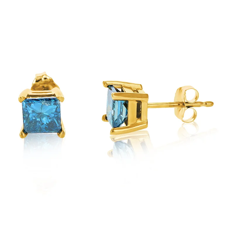 Best Jewelry Sale Prices – Limited-Time Offer 1/2 cttw Princess Cut Blue Diamond Stud Earrings 14K Yellow Gold Square Shape Best Jewelry Sale Prices – Limited-Time Offer 1/2 cttw Princess Cut Blue Diamond Stud Earrings 14K Yellow Gold Square Shape