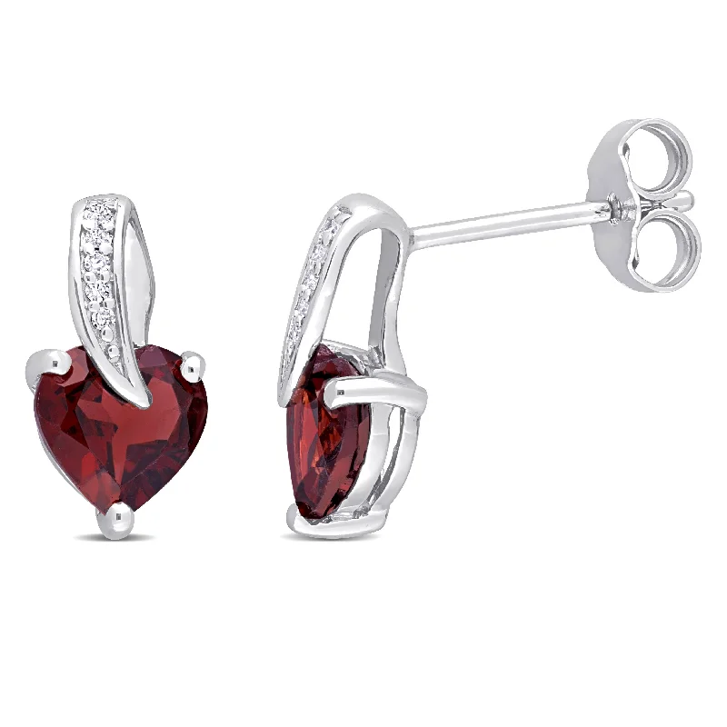 Luxury Meets Affordability – Jewelry Sale Now Live 1 3/4 CT TGW Heart Shape Garnet and Diamond Accent Stud Earrings in Sterling Silver Luxury Meets Affordability – Jewelry Sale Now Live 1 3/4 CT TGW Heart Shape Garnet and Diamond Accent Stud Earrings in Sterling Silver