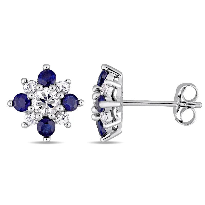 Unmissable Jewelry Clearance – Final Reductions 1 3/5 C TGW Blue and White Sapphire Floral Stud Earrings in 14KWhite Gold Unmissable Jewelry Clearance – Final Reductions 1 3/5 C TGW Blue and White Sapphire Floral Stud Earrings in 14KWhite Gold