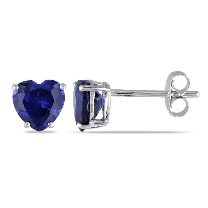 Special Sale On Handcrafted Jewelry – Shop Today 1 4/5 CT TGW Heart Shaped Created Blue Sapphire Stud Earrings in 10K White Gold Special Sale On Handcrafted Jewelry – Shop Today 1 4/5 CT TGW Heart Shaped Created Blue Sapphire Stud Earrings in 10K White Gold