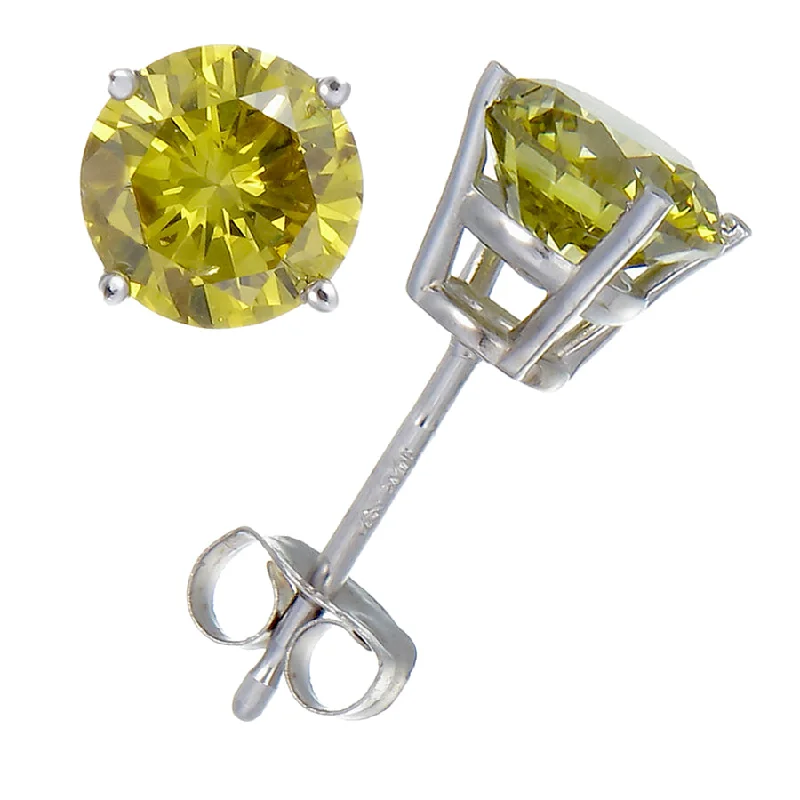 Jewelry Clearance – Final Chance To Save Big 1.50 cttw Yellow Diamond Stud Earrings 14K White Gold Round with Push Backs Jewelry Clearance – Final Chance To Save Big 1.50 cttw Yellow Diamond Stud Earrings 14K White Gold Round with Push Backs