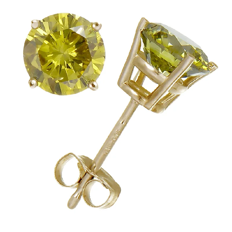 Jewelry Deals That Sparkle – Shop Today 1.50 cttw Yellow Diamond Stud Earrings 14K Yellow Gold Round with Push Backs