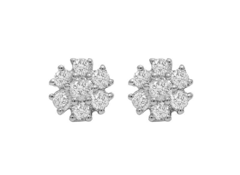 Flash Sale On Exquisite Jewelry – Don't Miss Out 14kt white gold diamond flower stud earrings containing 0.75 cts tw Flash Sale On Exquisite Jewelry – Don't Miss Out 14kt white gold diamond flower stud earrings containing 0.75 cts tw