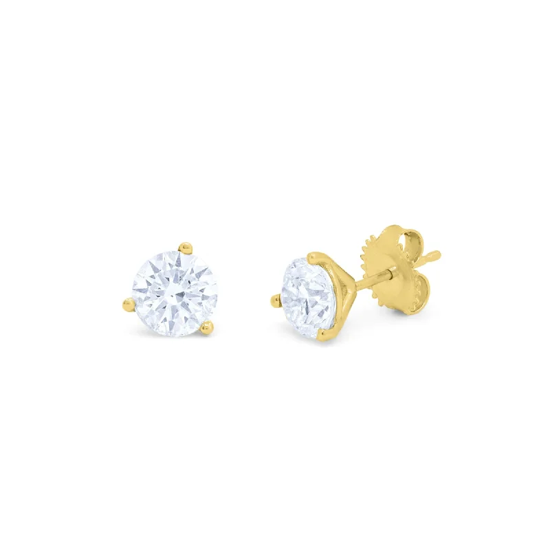Get The Sparkle You Love At Prices You Adore 14kt yellow gold solitaire diamond stud earrings containing 2.00 cts tw of round diamonds set in a martini setting Get The Sparkle You Love At Prices You Adore 14kt yellow gold solitaire diamond stud earrings containing 2.00 cts tw of round diamonds set in a martini setting