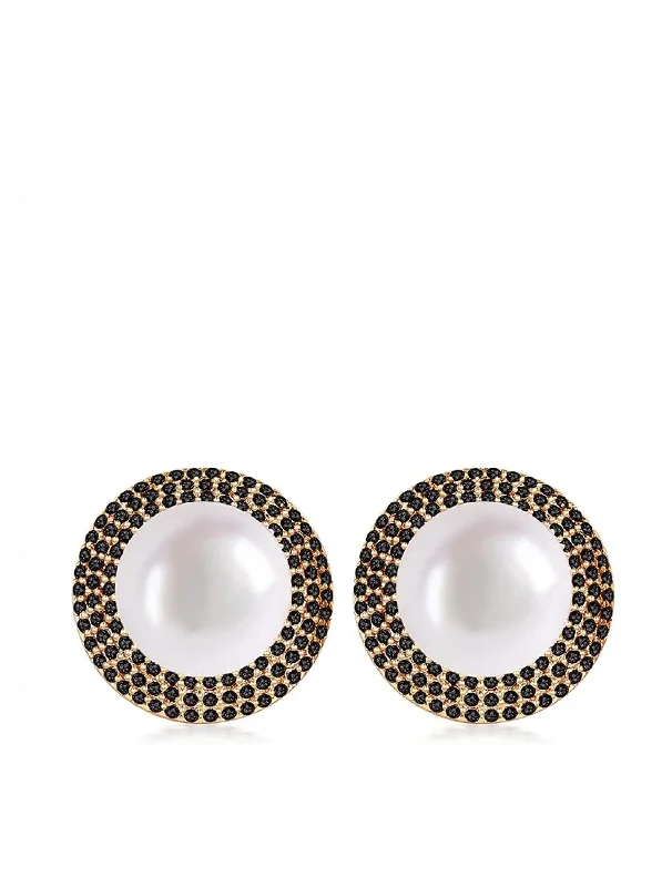Stunning Jewelry Pieces At The Lowest Prices Ever 18K Gold Pearl Black Embellished Stud Earrings Stunning Jewelry Pieces At The Lowest Prices Ever 18K Gold Pearl Black Embellished Stud Earrings