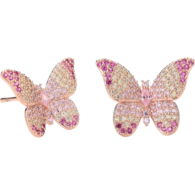 Luxury Jewelry Now At Special Promotional Rates 18k Multi Pink Embellished Butterfly Stud Earrings Luxury Jewelry Now At Special Promotional Rates 18k Multi Pink Embellished Butterfly Stud Earrings