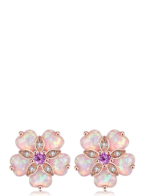 Shop Elegant Jewelry At Unbeatable Prices 18K Rose Gold Multi Pink Opal Stud Earrings Shop Elegant Jewelry At Unbeatable Prices 18K Rose Gold Multi Pink Opal Stud Earrings
