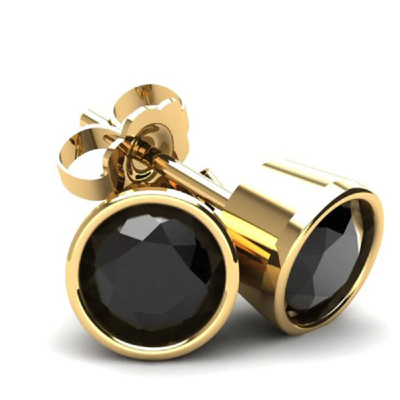 Holiday Jewelry Sale – Perfect Gifts At The Best Prices 2.00Ct Round Brilliant Cut Heat Treated Black Diamond Stud Earrings in 14K Gold Round Bezel Setting Holiday Jewelry Sale – Perfect Gifts At The Best Prices 2.00Ct Round Brilliant Cut Heat Treated Black Diamond Stud Earrings in 14K Gold Round Bezel Setting