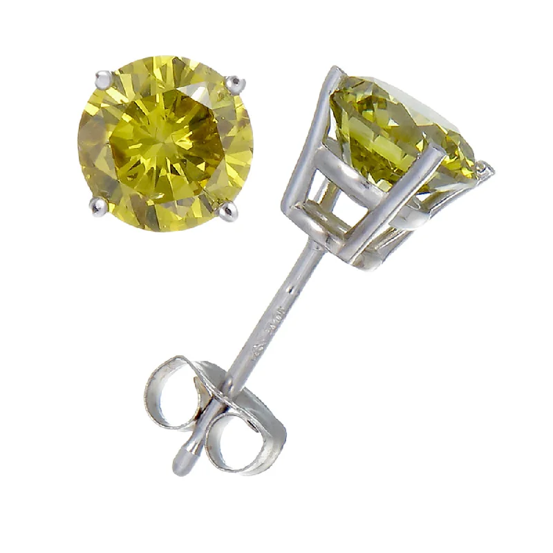 Don't Miss These Dazzling Jewelry Discounts 3/4 cttw Yellow Diamond Stud Earrings 14K White Gold Round with Push Backs Don't Miss These Dazzling Jewelry Discounts 3/4 cttw Yellow Diamond Stud Earrings 14K White Gold Round with Push Backs