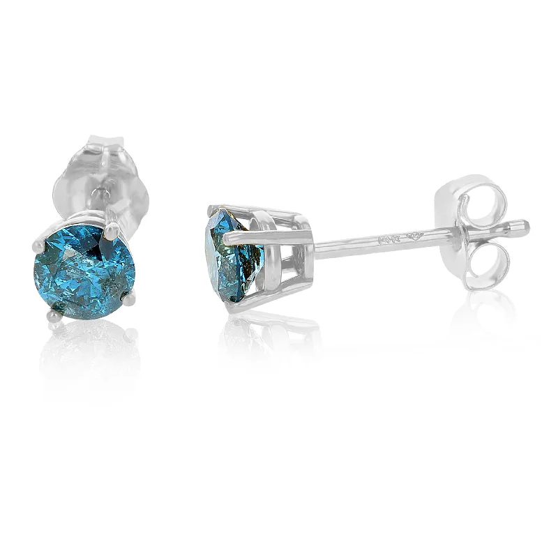 The Ultimate Jewelry Sale – Shop Premium Styles 3/8 cttw Blue Diamond Stud Earrings 14k White or Yellow Gold Round Shape with Push Backs The Ultimate Jewelry Sale – Shop Premium Styles 3/8 cttw Blue Diamond Stud Earrings 14k White or Yellow Gold Round Shape with Push Backs