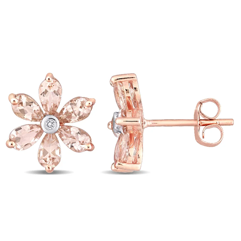 Fine Jewelry, Limited-Time Offers Available 3 CT TGW Morganite and Diamond Accent Floral Stud Earrings in 10k Rose Gold Fine Jewelry, Limited-Time Offers Available 3 CT TGW Morganite and Diamond Accent Floral Stud Earrings in 10k Rose Gold