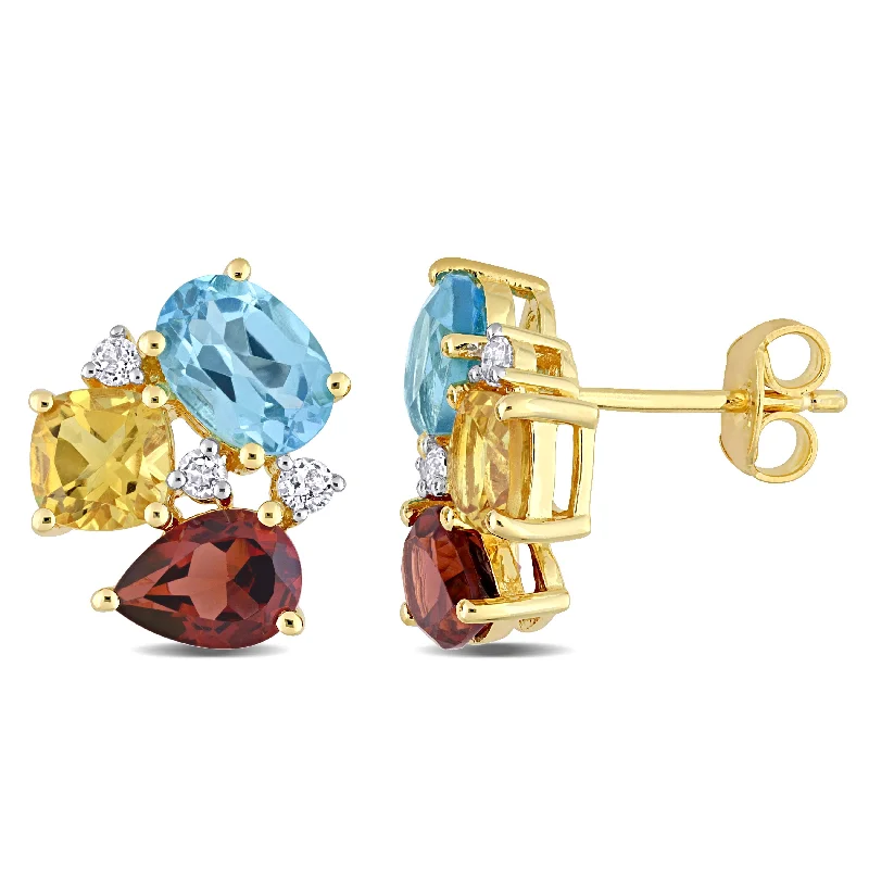 Chic, Trendy, And Affordable Jewelry Sale 4 7/8 CT TGW Multi-Color Gemstone Stud Earrings in Yellow Plated Sterling Silver Chic, Trendy, And Affordable Jewelry Sale 4 7/8 CT TGW Multi-Color Gemstone Stud Earrings in Yellow Plated Sterling Silver