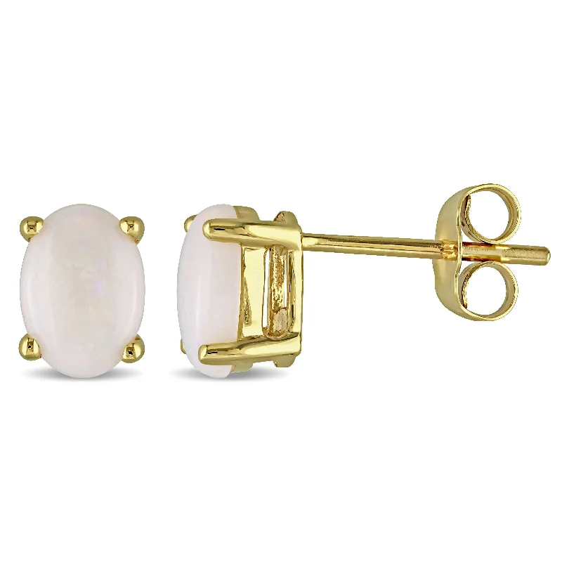 Elegant Designs, Unbeatable Discounts – Shop Jewelry Now 7/8 CT TGW Opal Stud Earrings in 10K Yellow Gold Elegant Designs, Unbeatable Discounts – Shop Jewelry Now 7/8 CT TGW Opal Stud Earrings in 10K Yellow Gold