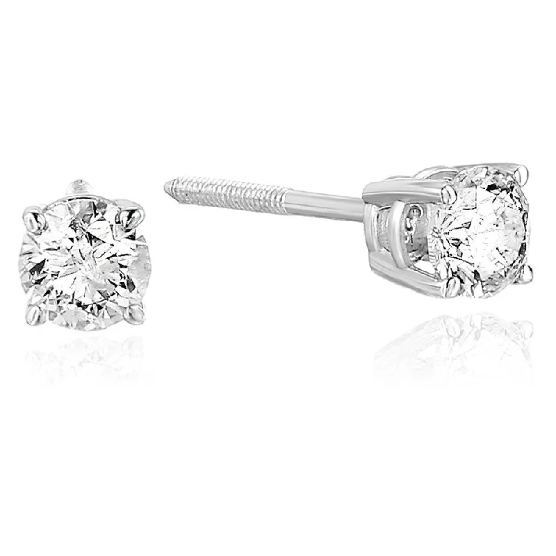 The Perfect Jewelry Piece At The Perfect Discount 7/8 cttw Diamond Stud Earrings in 14K White Gold Round 4 Prong Set with Screw Backs The Perfect Jewelry Piece At The Perfect Discount 7/8 cttw Diamond Stud Earrings in 14K White Gold Round 4 Prong Set with Screw Backs